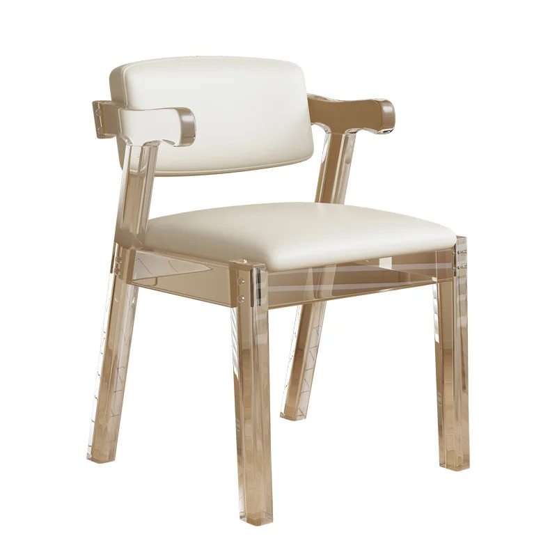 

Dining chair household acrylic transparent crystal modern backrest chair light luxury Nordic dressing makeup stool