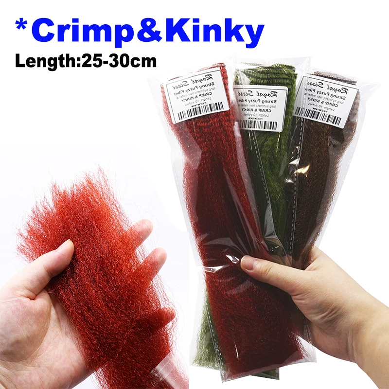 8colors set fly tying strung fuzzy fiber durable long crimped synthetic fiber fly tying materials for saltwater streamer flies