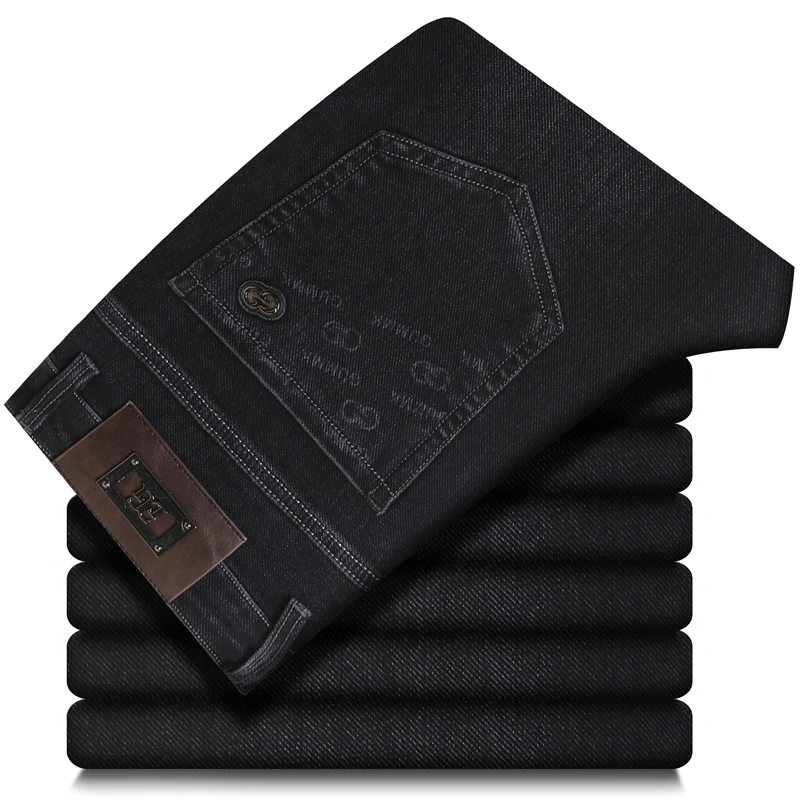 

Autumn Winter High-quality Fashion Stretchy Casual Men's Straight-leg Jeans Long Pants Black New Arrival Hot Sale Of The Season