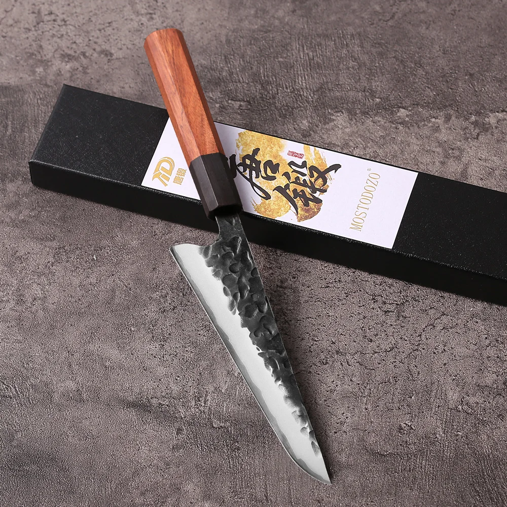 MOSTODOZO 6-Zoll Japanisches Handgefertigtes Honesuki Kochmesser 3-Schicht-Verbundstahl Professionelles Küchenmesser Vielseitiges Kochwerkzeug