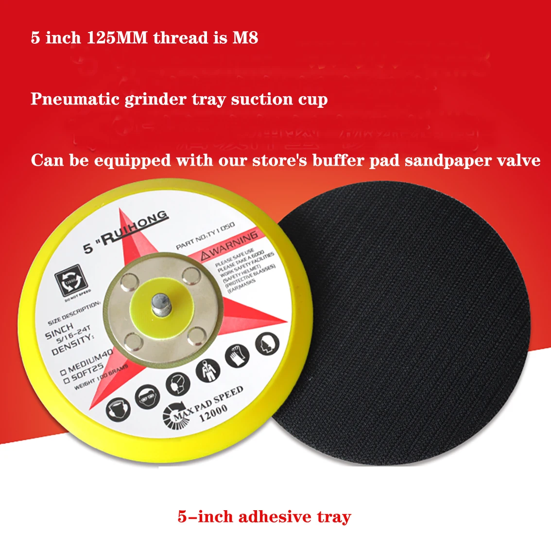 1-10Pcs 5Inch 125mm M8 Pneumatic Flocking Sandpaper Suction Cup Brushed Sheet Self-Adhesive Tray Back Celvet Grinding Disc