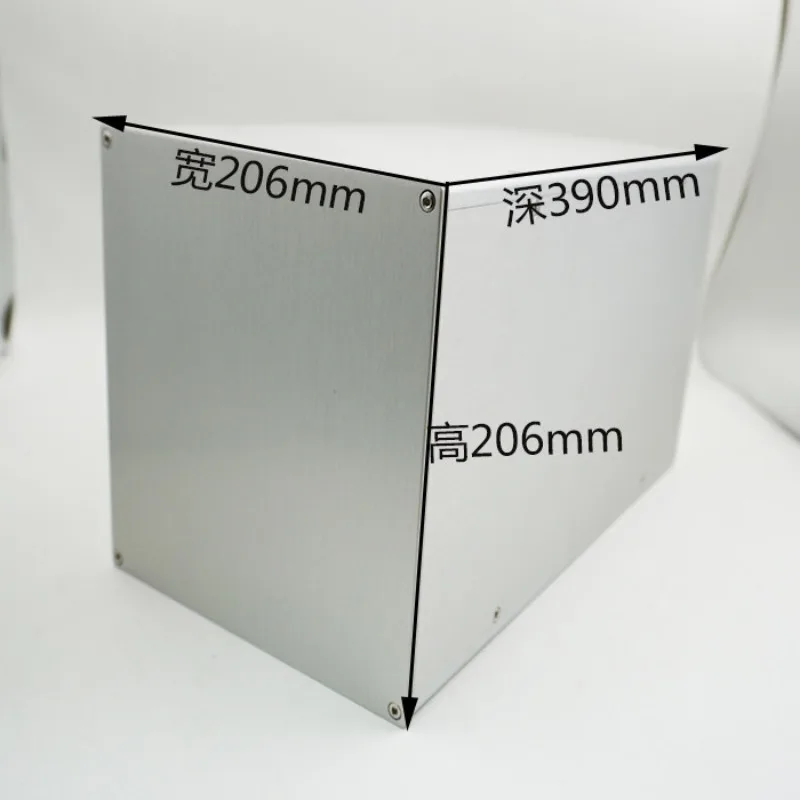 

390x206x206mm Silver Aluminum Chassis, 6mm Thick Front Panel, Blank Case for DIY Power Supply & Amplifier Tube Preamplifier