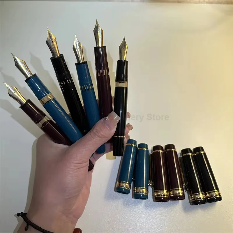 Wingsung/Junlai 630 Resin Fountain Pen NO.8 Iraurita Fine Nib Brief Piston Gold Clip Business Writing school Stationery Gifts