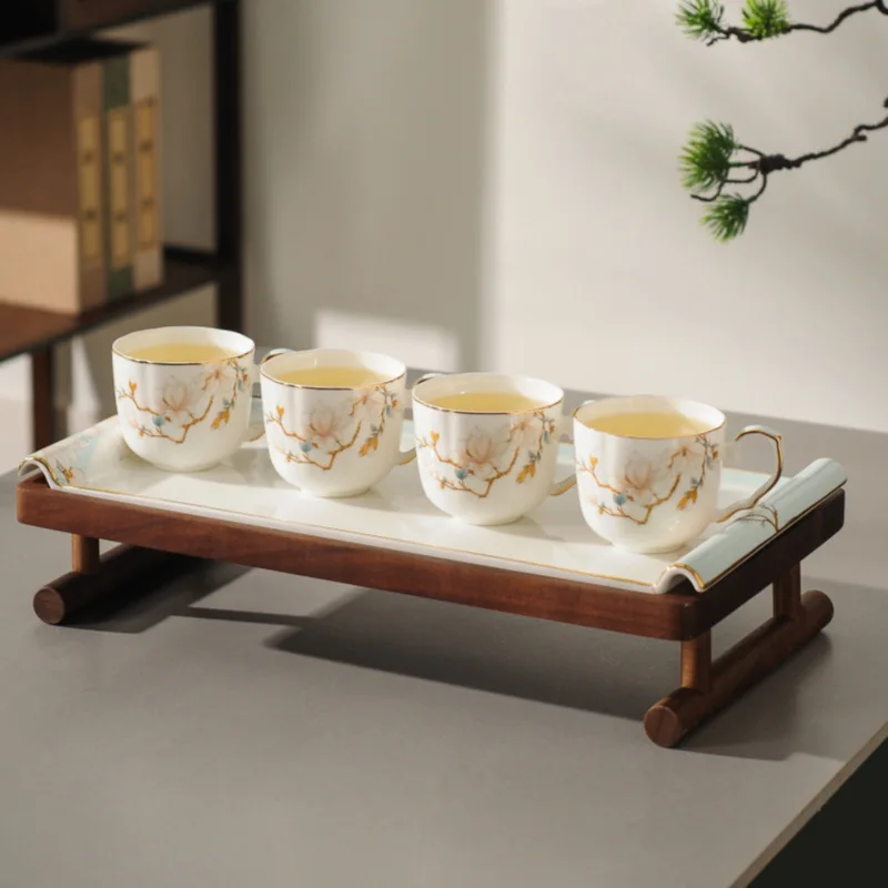 HYS rotatable water set tea set teapot teacup set opening housewarming gift light luxury high-end gift box