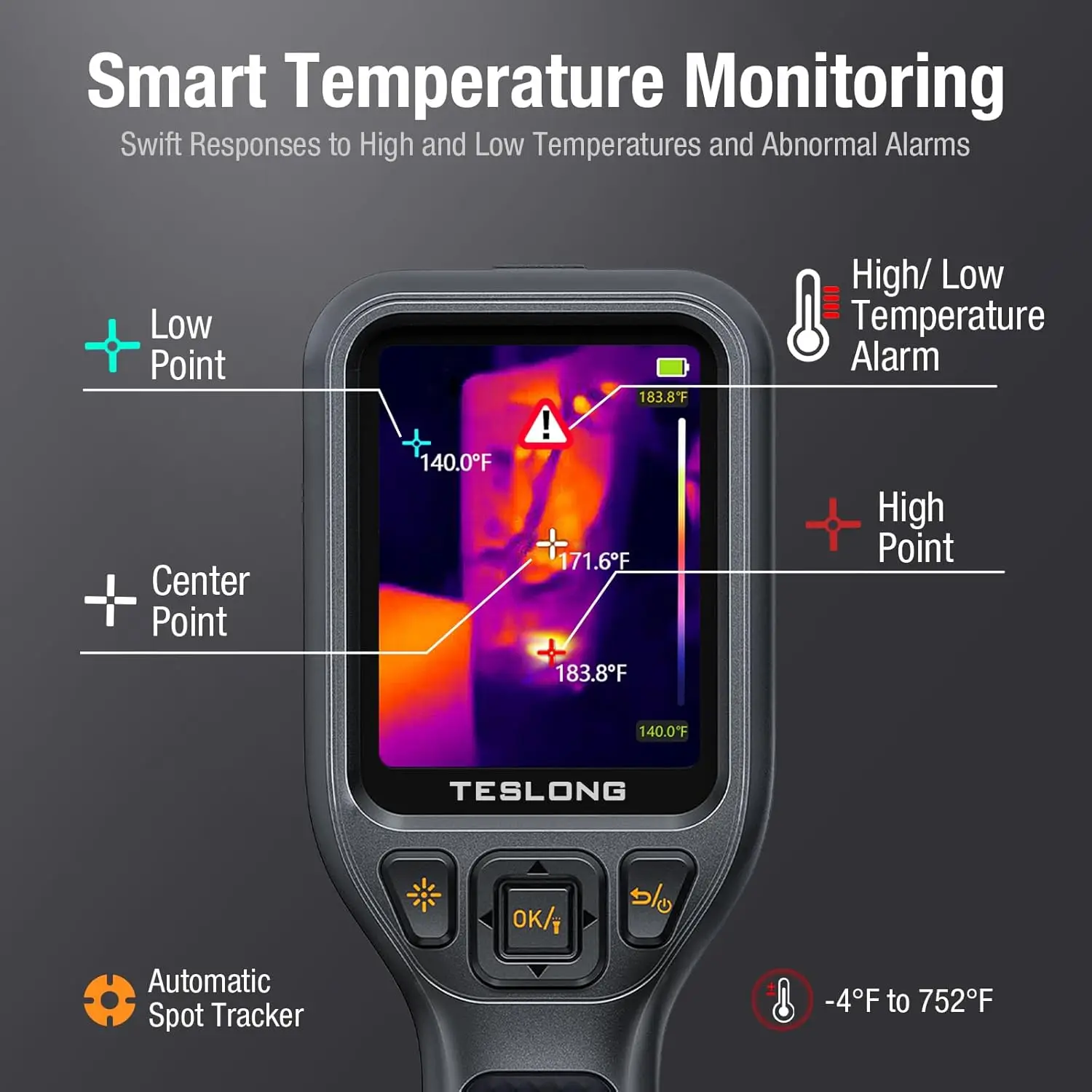 Teslong TTM120S التصوير الحراري 240x180 دقة فائقة 3.2 بوصة LCD محمول 25 هرتز 120x90 دقة الأشعة تحت الحمراء
