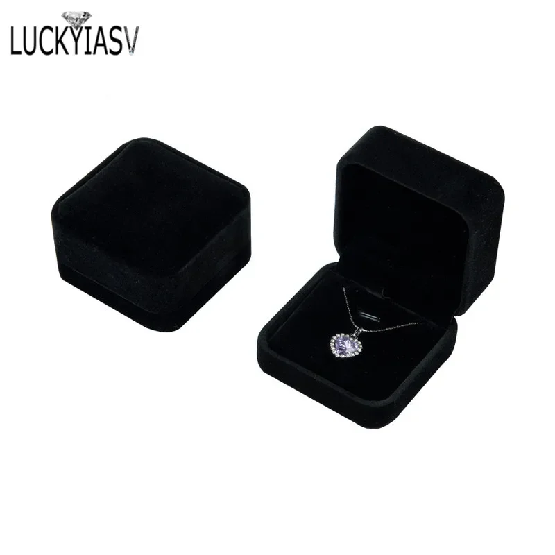 بيع بالجملة خاتم الزواج صندوق تخزين القرط ترصيع قلادة قلادة مجموعة مجوهرات هدية صندوق التعبئة والتغليف المنظم حالة رمادي المخملية كيت