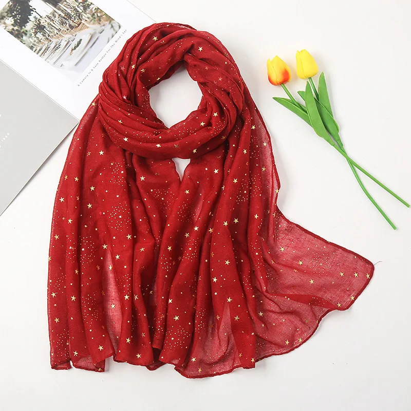 Summer New Stars Cotton Linen Scarf For Women Girls Students Solid Color Scarves Soft Viscose Shawl Spring Female Wrap Shawls