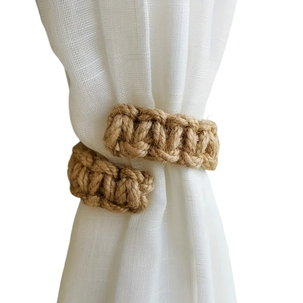 2Pcs Retro Jute Handwoven Curtain Tieback Modern Boho Bedroom Living Room Home Decor