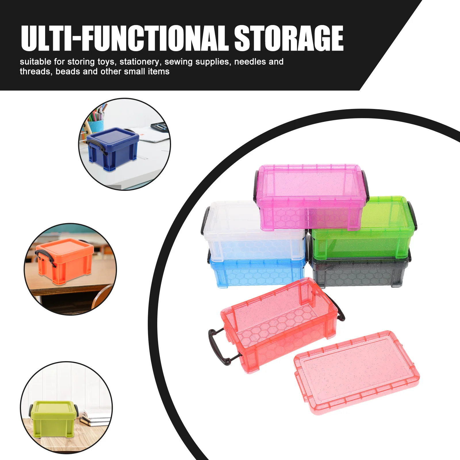 

9Pcs Mini Lock Closure Storage Box Colorful Small Plastic Boxes for Stationery Makeup Accessories Desktop Organization