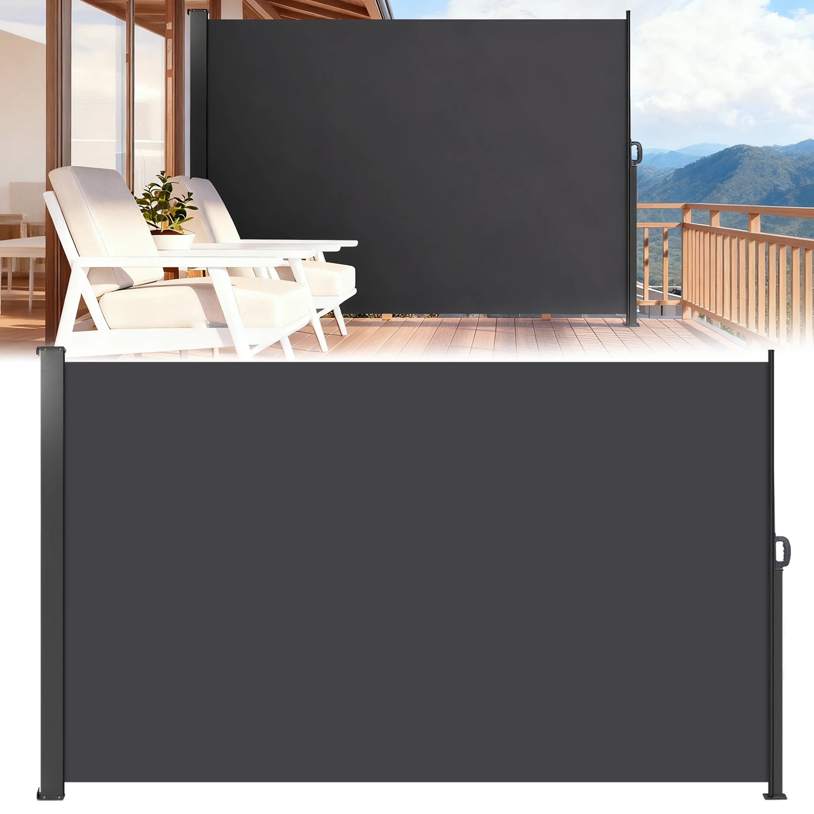 

Выдвижной боковой тент из полиэстера, отдельно стоящий экран для конфиденциальности 1,8*3 м, легко собирается для сада, заднего двора, террасы, помещения