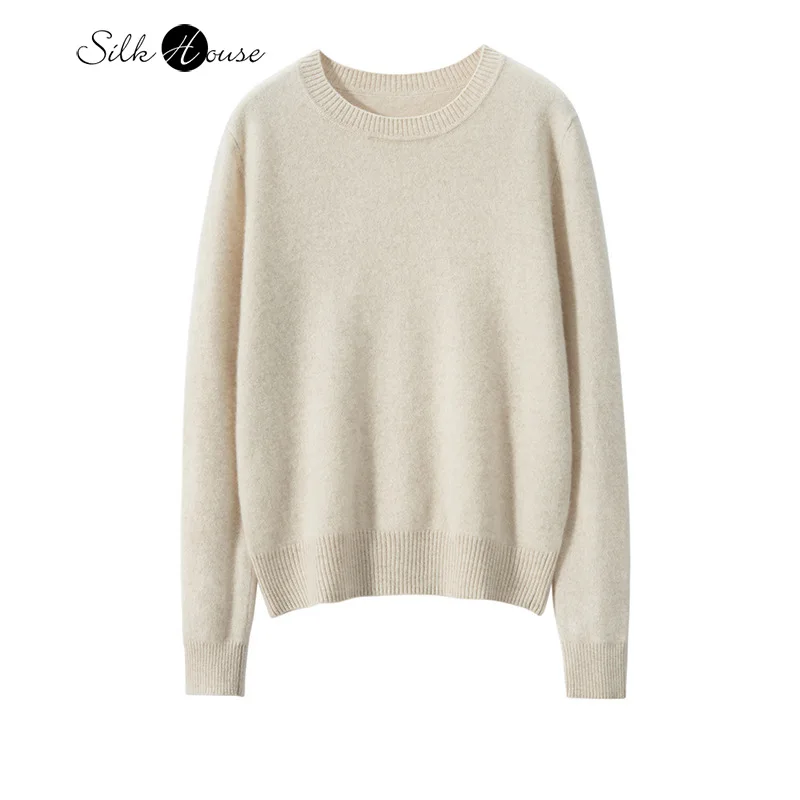 

Women's Autumn and Winter Warm New Style 30% Cashmere 70% Wool Round Neck Temperament Commuting Style Knitted Base Sweater