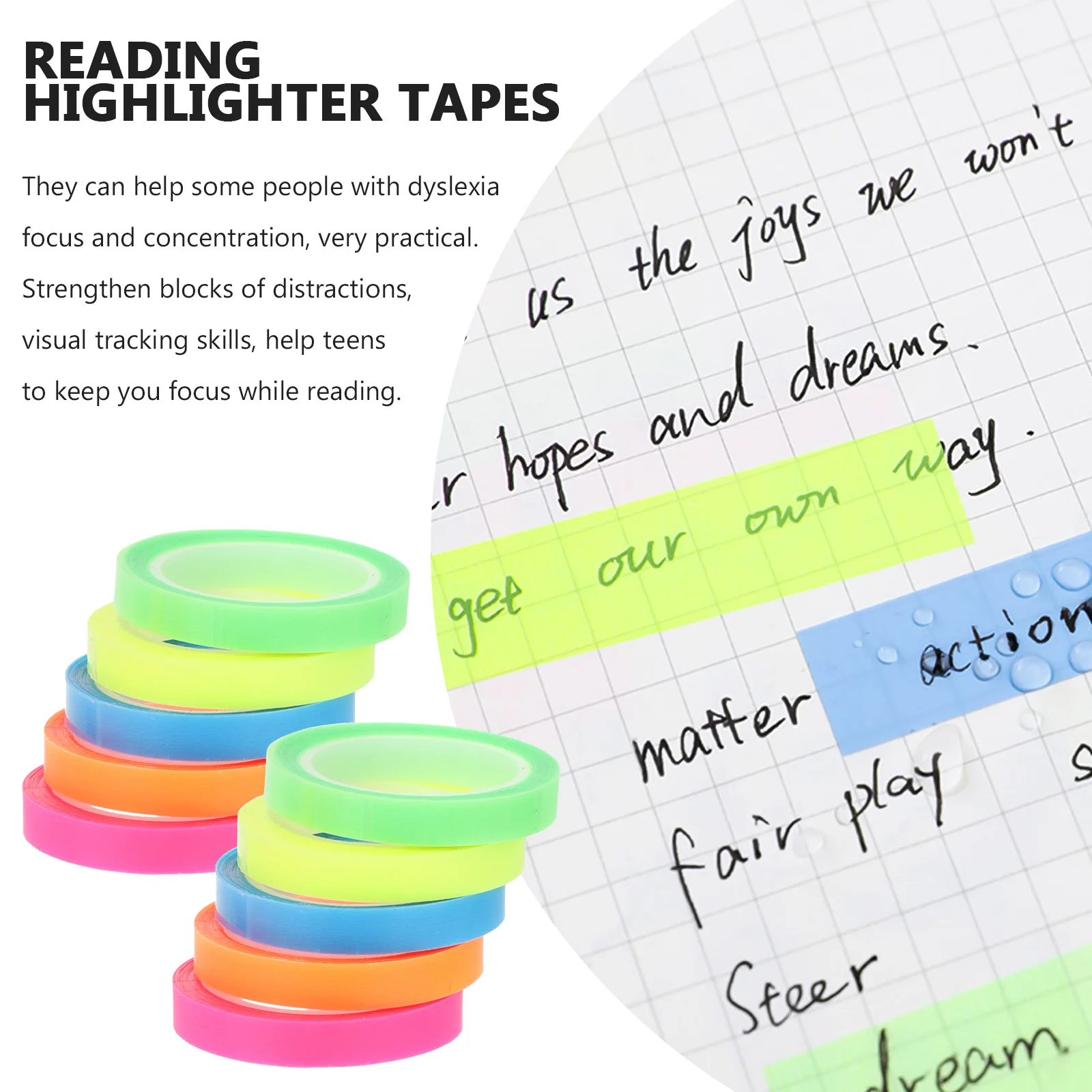 10 Rolls Tape Waterproof Index Sticker White Board Highlighter Tapes Simple The Pet Long Labels