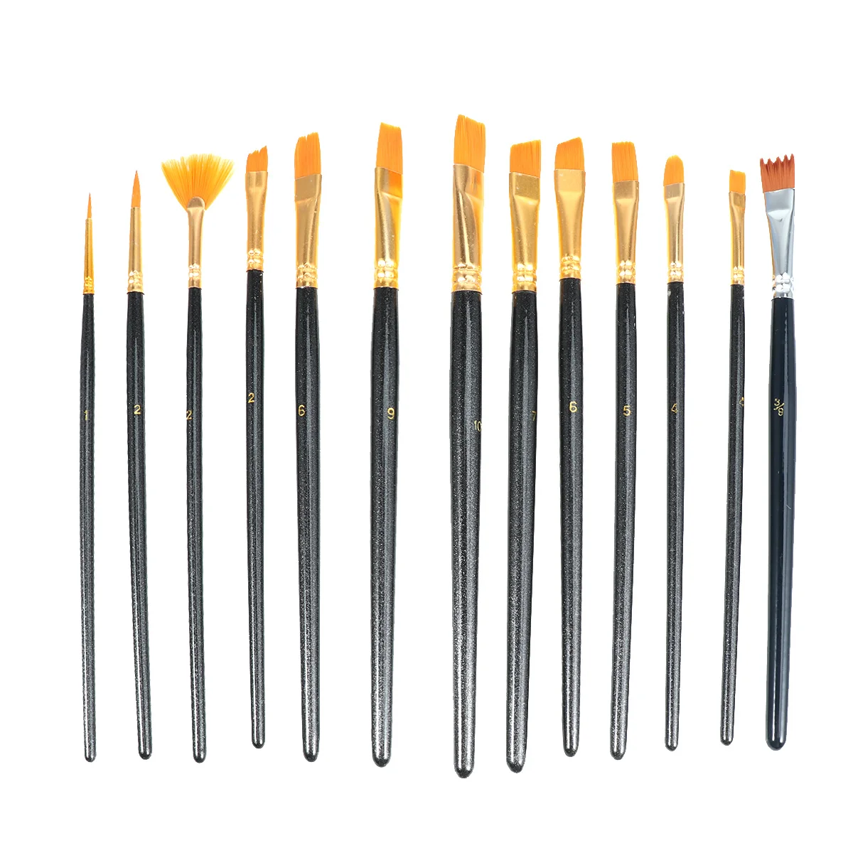 

13pcs Brush Nylon Bristles Wood Handle For Drawing Art Supplies Face Kids School Events Fine Detail Large Area Painting Set