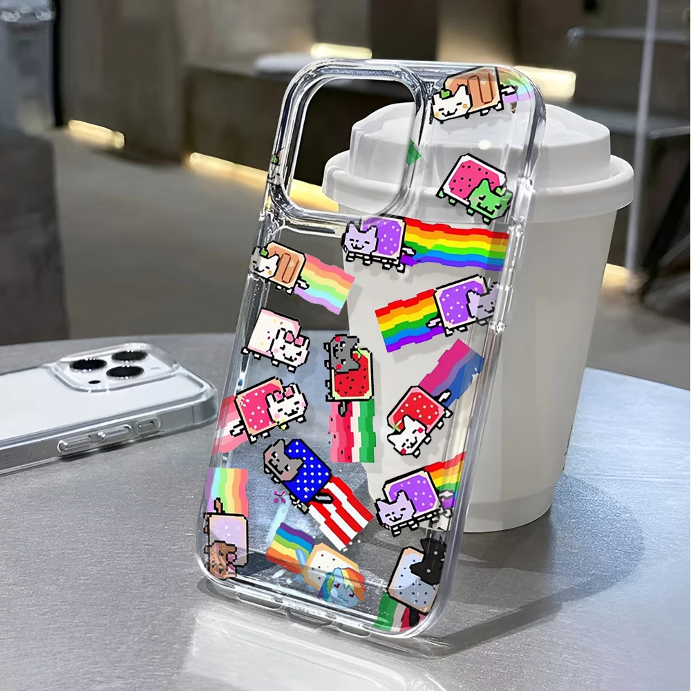 Phone Case For Samsung S24 S23 S26 S25 Plus A56 A34 A53 A55 A35 A36 A54 Shockproof Funny Cat Pattern Soft Transparent Cover