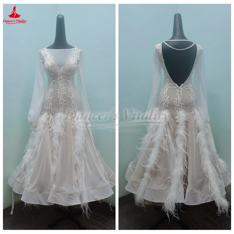 Weiße Puffärmel, Gesellschaftstanz, Hochzeit, Party, Leistung, rückenfreie Kleider, Erwachsene, Walzer, Foxtrott, Tango, Quickstep, Kleidung, individuell anpassbar