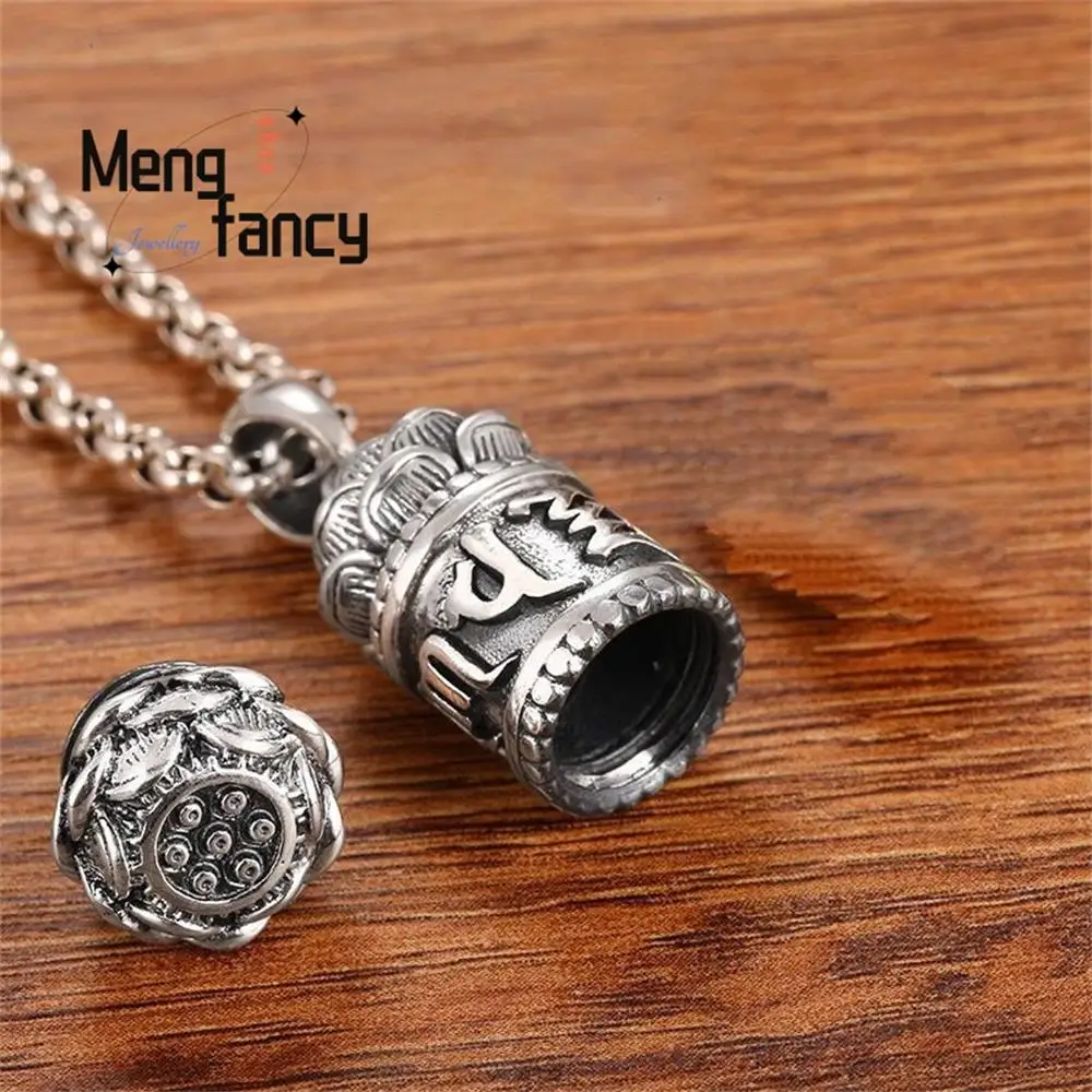 990 Silver Vintage Six Words of Proverbs Pendant Charms Fashion Women Men Necklace Amulets Mascots Jewelry Luxury Holiday Gifts