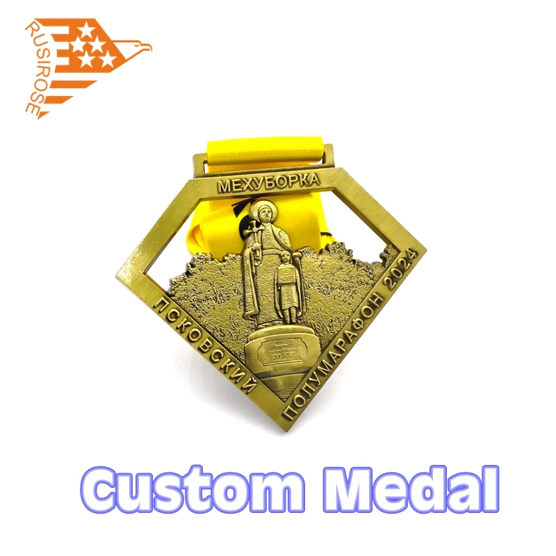 Personalized Russian medal customization, hero portrait building 3D medal production, antique metal medal
