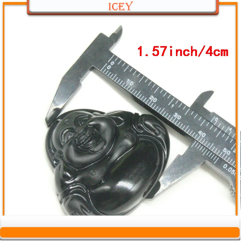 Natural Obsidian Crystal Big Belly Laughing Buddha Pendant Exquisite Jade Pendant Maitreya Buddha Big Belly Buddha Pendant