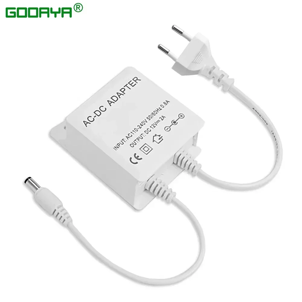 DC12V 2A Waterproof EU Power Adapter For CCTV Security Surveillance Cameras AHD Camera NVR DVR Input AC100V-240V 5.5mm*2.1mm