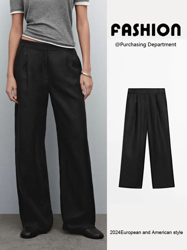 

Spring New Arrival Women's Faion Commute Sle Lightweight Drifting Pure Wide Leg Long Pants Versatile Casual Trousers
