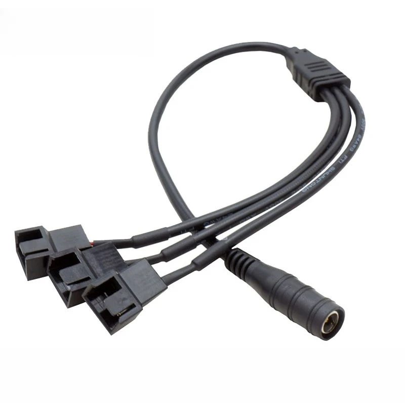 DC to 4Pin Fan Power Cable, 12V Power Adapter to PC Case Fan Splitter Wire, 1 to 3 Extension Power Cord