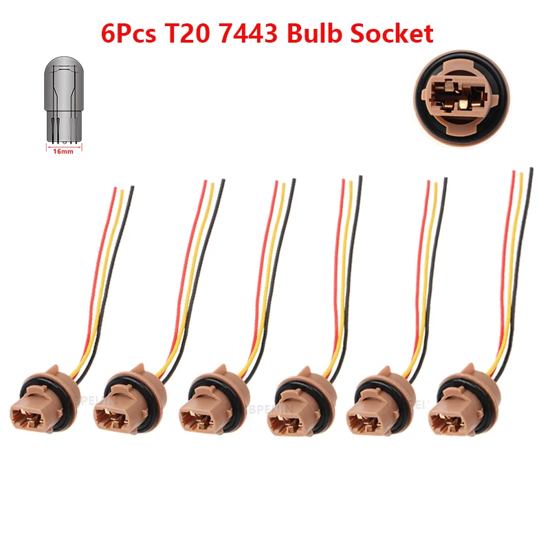 

6x For Lexus Suzuki Mitsubishi Brake Light Socket T20 7443 Bulb Holder Base Accessories