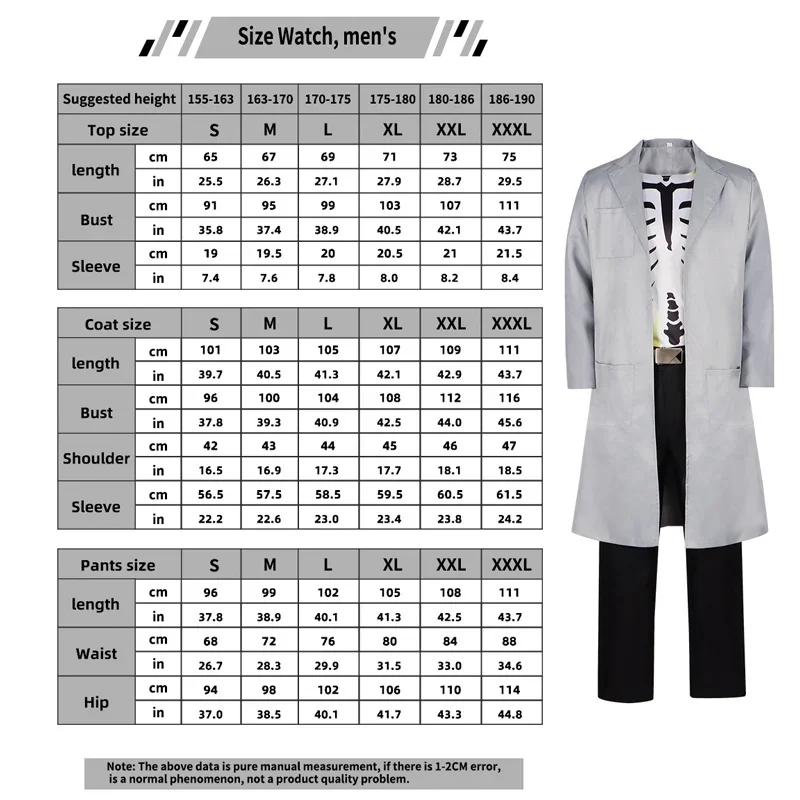 CosplayCommandos أنيمي مخلوق الدكتور الفوسفور تأثيري حلي معطف أبيض حزام علوي السراويل هالوين فانتازيا الكبار الرجال تنكر