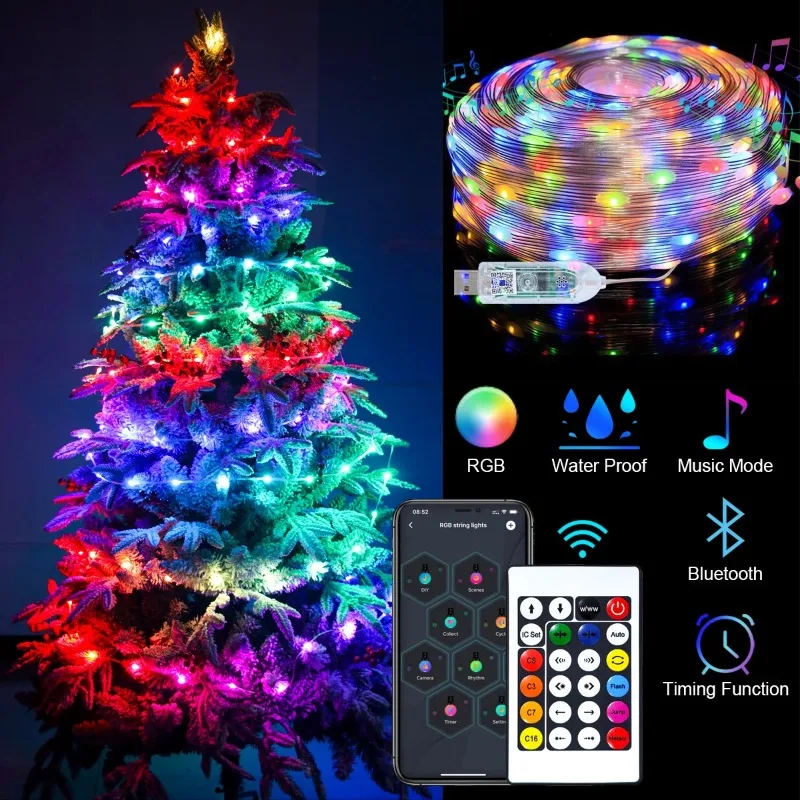 

5/10M Christmas Strip Light String Garland Lights Christmas Tree Ornament Holiday Lighting Navidad Decor Wedding Decor Light