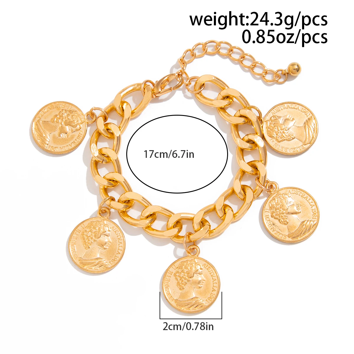 Salircon Exquisite Female Relief Coin Pendant Choker Necklace Bracelet Women Simple Luxury Party Banquet Fashion Jewelry Sets