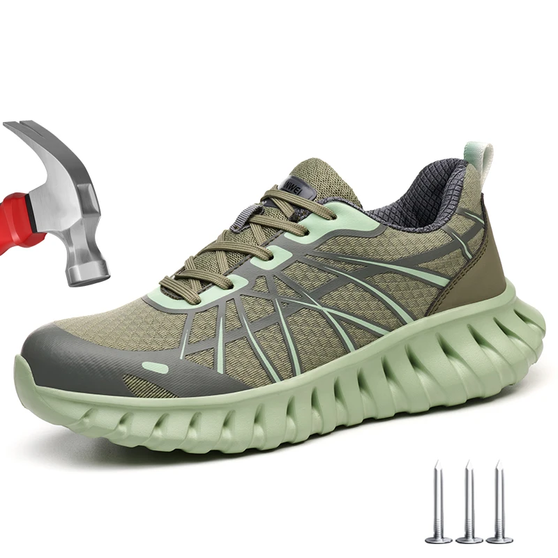 Zapatos de seguridad ligeros para hombre, zapatillas con punta de acero, botas de seguridad para el trabajo transpirables antigolpes y antipinchazos, zapatos de trabajo para hombre