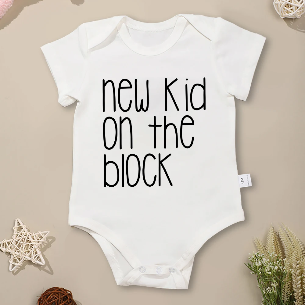 New Kid on the Block Cotton Newborn Onesies Cute Baby Girl Boy Clothes Cheap High Quality Comfy Breathable Infant Bodysuit Items