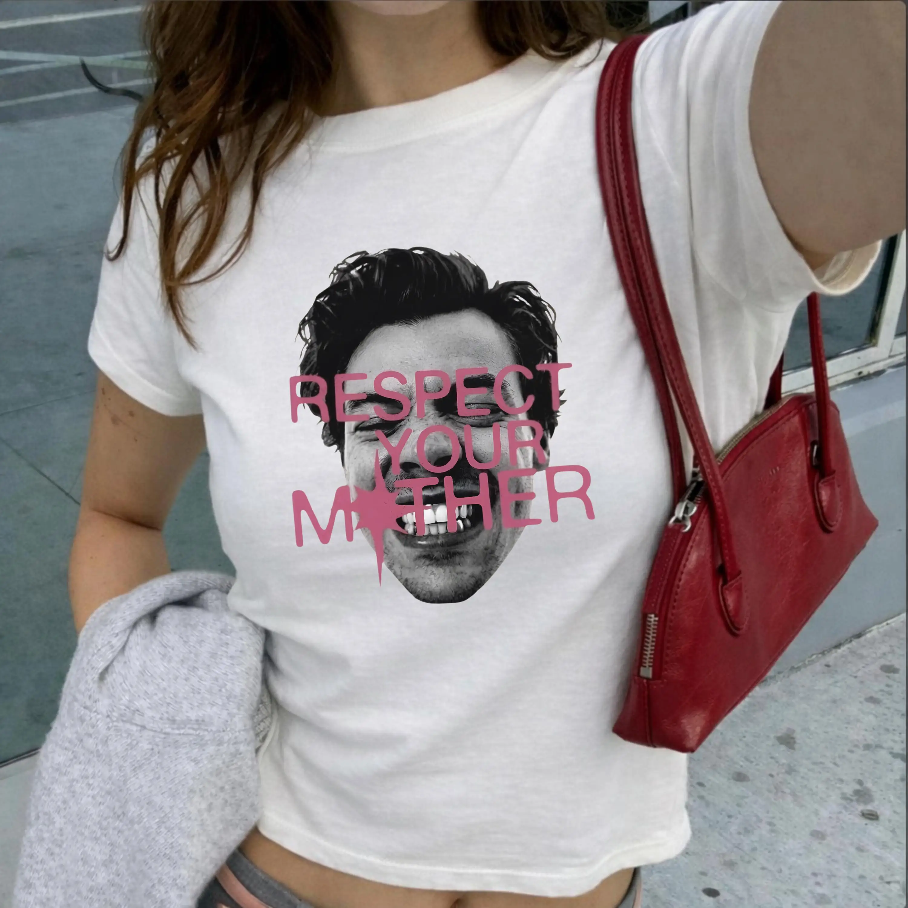 Graphic Harry Styles Baby Tee - Respect Your Mother, HS New Tour New Album Kiss All The Time Graphic, Y2K Concert Top