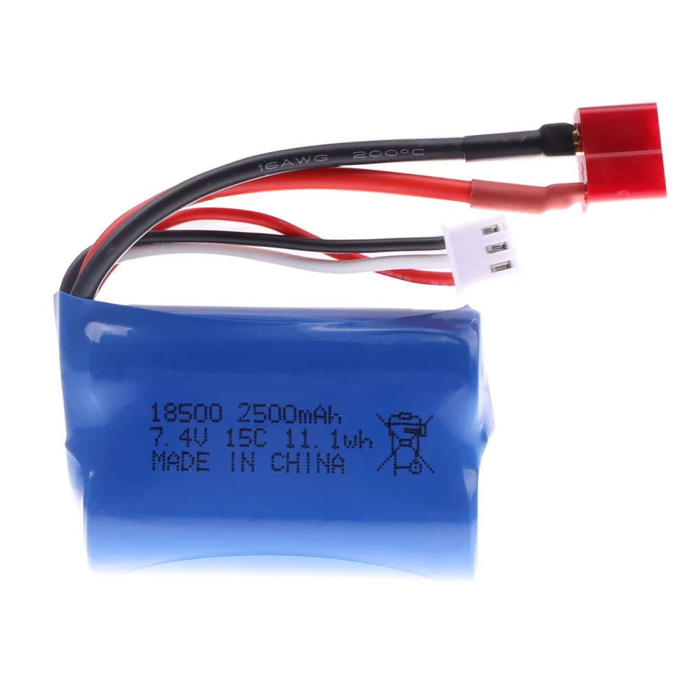 7.4v 2500mAh 18500 Li-ion battery For HBX 16889 16889A 16890 16890A SG1601 SG1602 1/16 RC truck/cars spare parts 2S 7.4V Battery