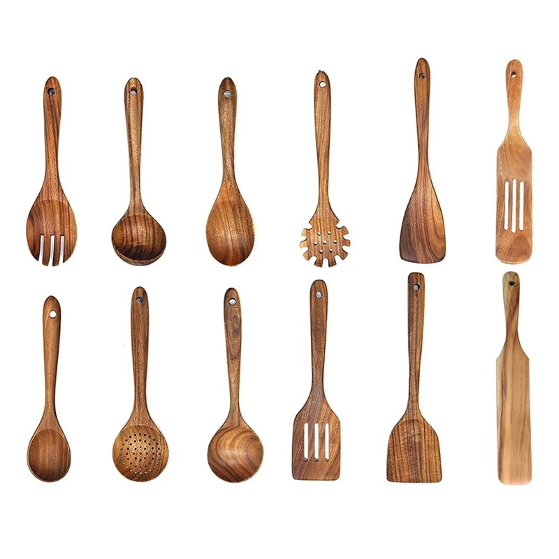 

A33R-Wooden Spatula Wooden Spoon Frying Spatula Solid Wood High Temperature Resistants Soup Spoon No Paint Natural Material