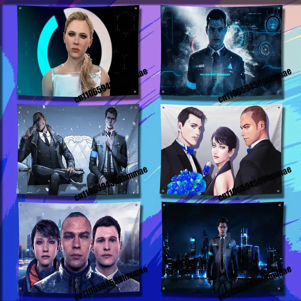 

For D-Detroit Become Human Flag 150x200cm 100x150cm 80x120cm 50x70cm Gift Bedroom Wall Banner Tapestry Cover