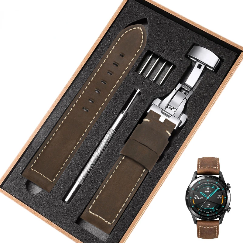 Bracelet de montre en cuir véritable pour Huawei GT3 Watch 3 Gt2pro, ceinture pour Porsche GT2 Smart Glory Magic, 46mm, 22mm, à la mode pour hommes et femmes