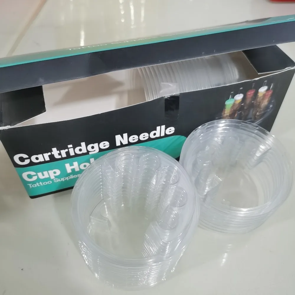 

20 шт./кор., чашка с чернилами для татуировки, встроенная стойка для размещения игл, держатель для картриджа для татуировки, двухслойные аксессуары для татуировки