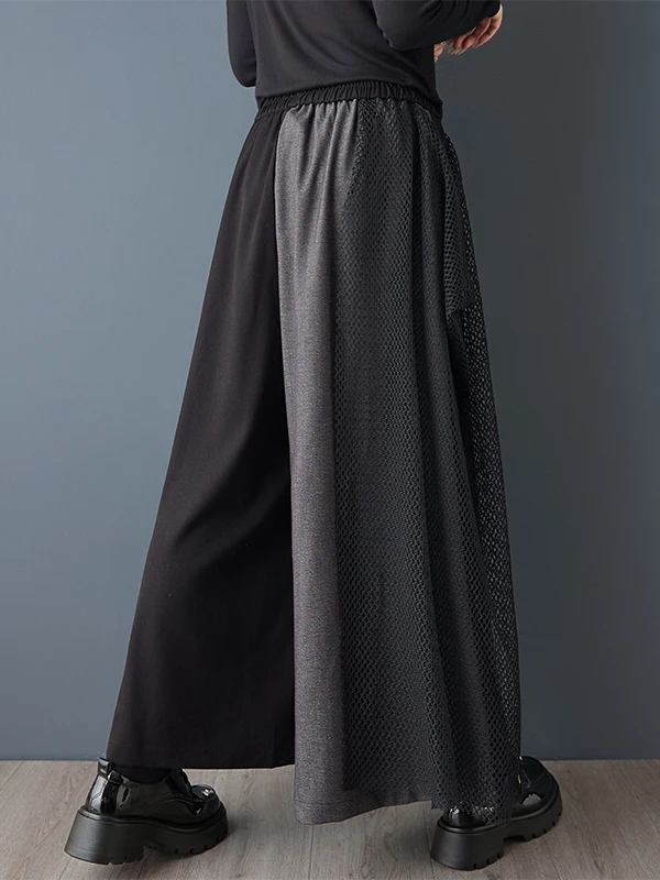 カジュアルワイドレッグパンツ カラーブロウ エラスティックウエスト ルーズフィット レディースプラスサイズ ファッションパンツ スリミング ナインポイントパンツ