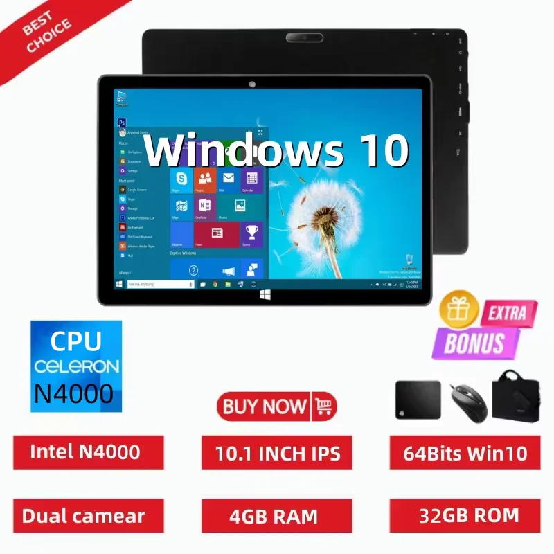 Big Sales Max111 10.1 INCH Intel N4000 CPU 64Bit Windows 10 Tablets 4GB DDR-RAM 32GB ROM USB 3.0 1280 X 800 IPS HD-MI