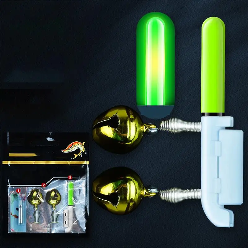 الصيد رود ضوء كليب مصباح الصيد عصا قضيب جرس USB تهمة مضيئة معالجة ليلة مشرق مصباح الأسماك جرس مؤشر إنذار الدائري