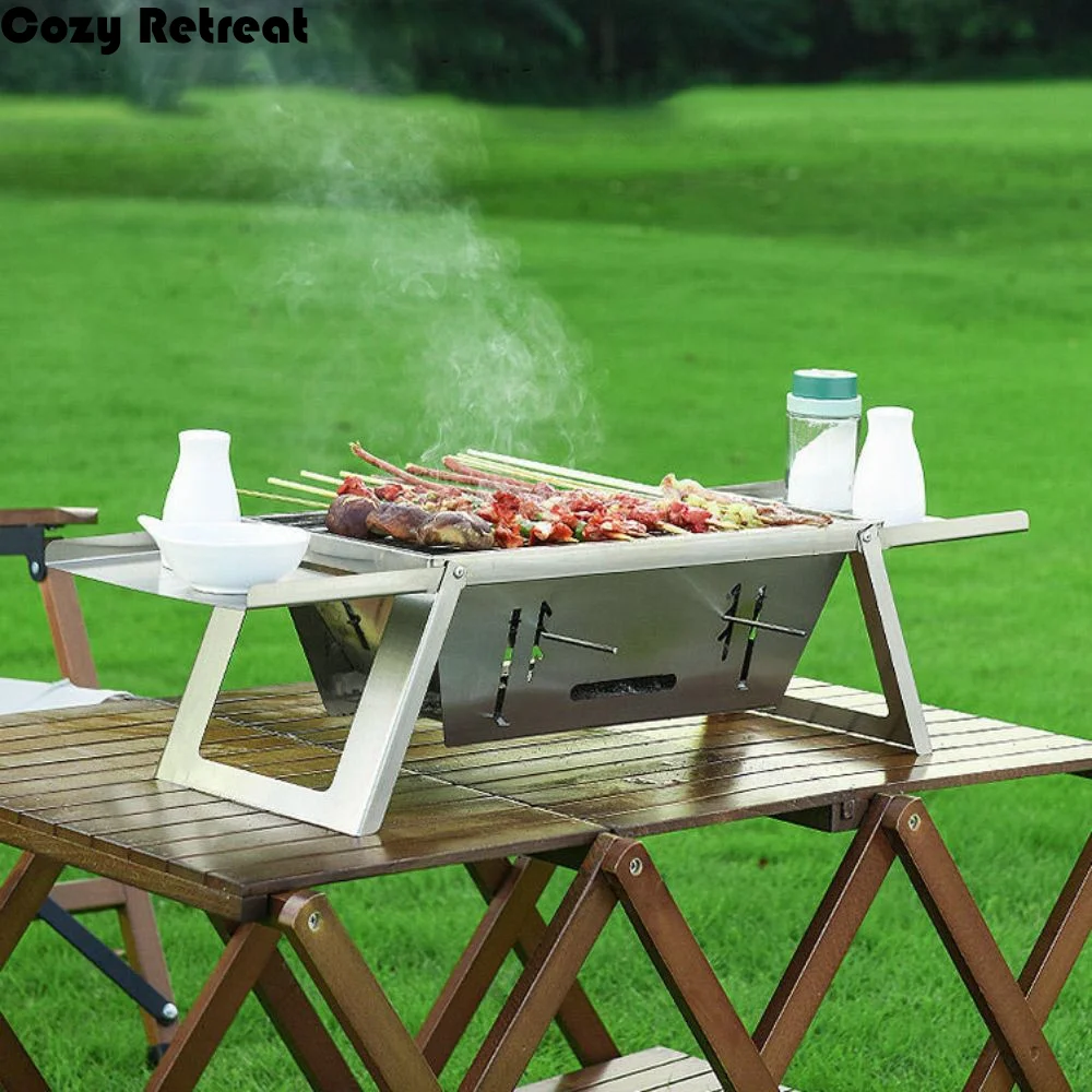 

Складная гриль-плита из нержавеющей стали, устойчивая к ржавчине, с регулируемой температурой, решетка для гриля, расширяемая полка для барбекю, для пикника