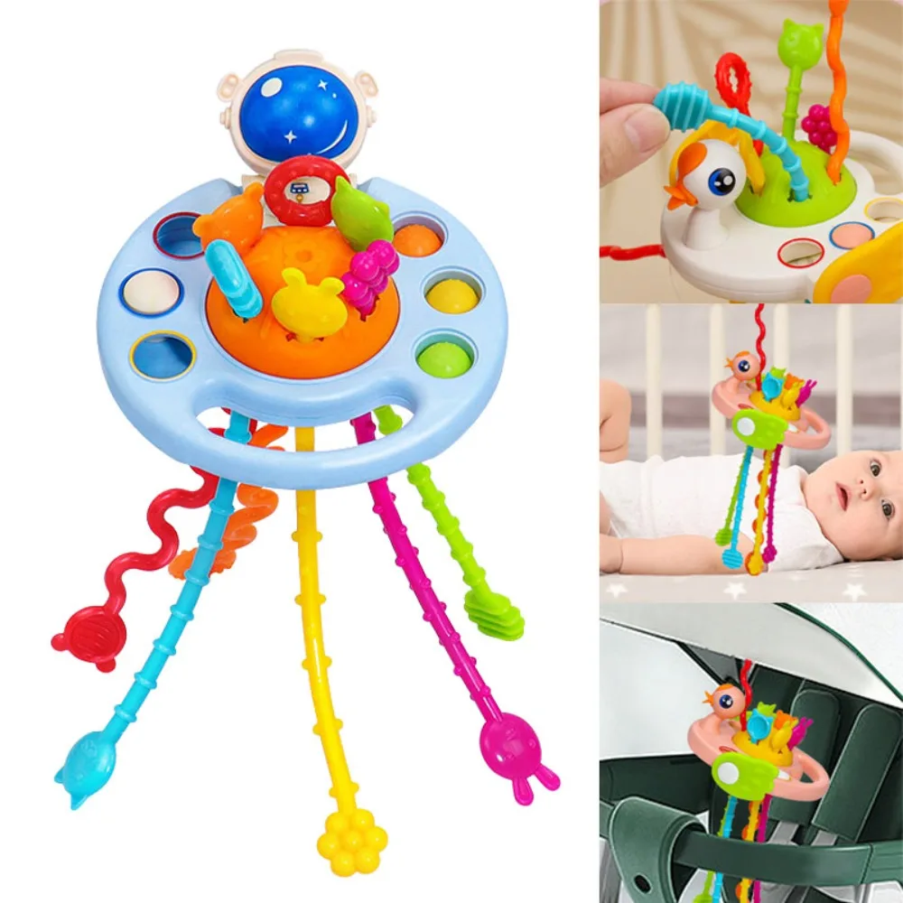 Silicone UFO Baby Training Tools Pull String Kids Educational Toys Baby Montessori Toys Baby Toy Develop Teething Sensory Toys