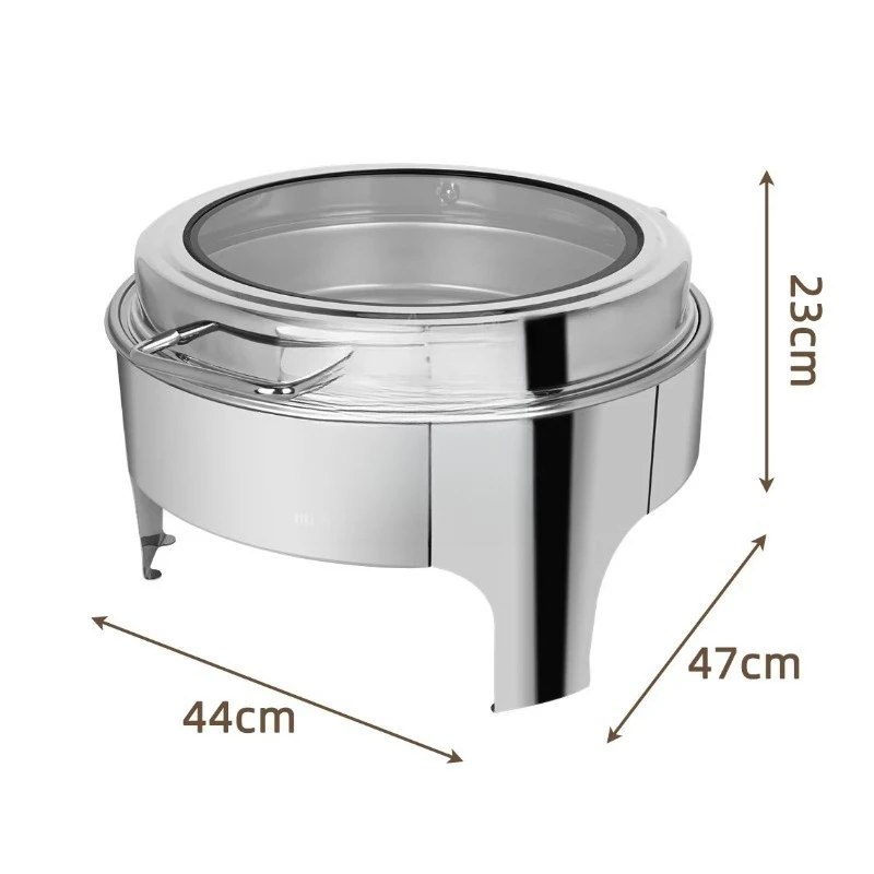 Hotel and restaurant supplies, white round stainless steel insulation pot, capacity 6L, alcohol heating