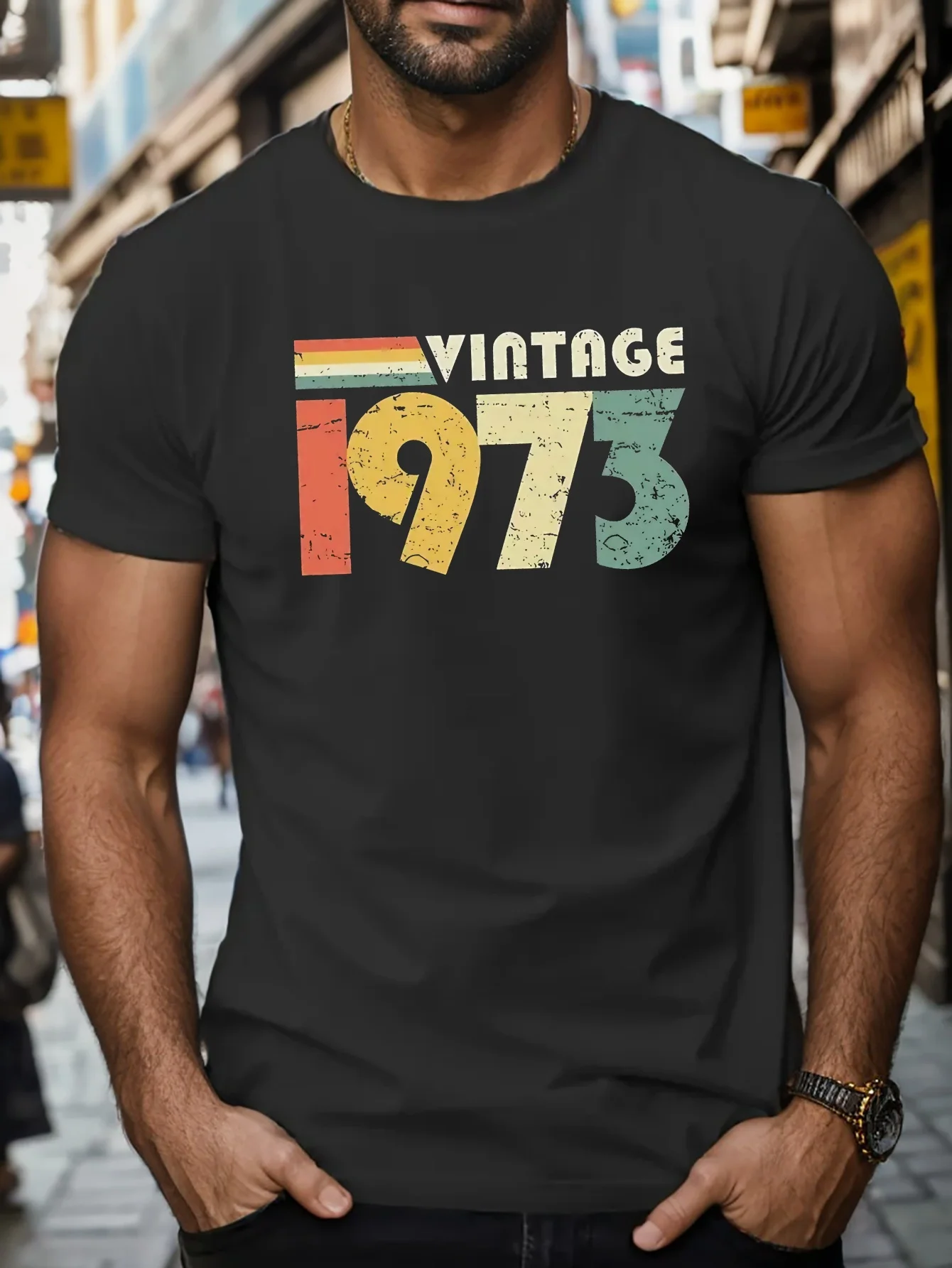 

Vintage 1973 Retro Birthday Gift Men's Cotton Graphic Tee Trip
