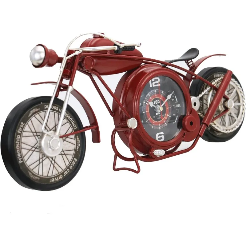 

Metal Motorcycle Wall Clock,Desk Shelf Clocks Digital Clock for Bedroom,Retro Vintage Non-Ticking Table Clock Battery Oper