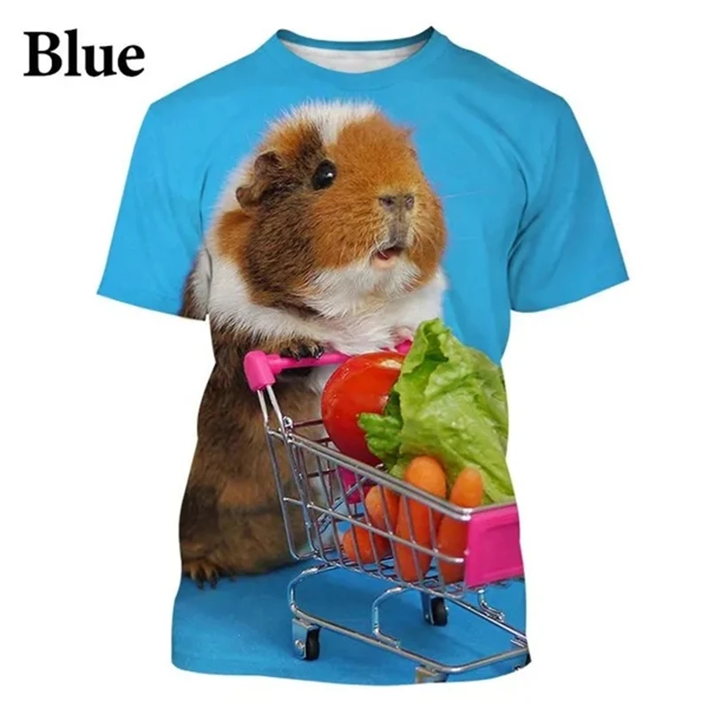 Fashion Animal Guinea Pig 3D Printing T-shirt Men And Women Casual Cute Short-sleeved T-shirt Trend Funny Tee Shirt Costumes Top