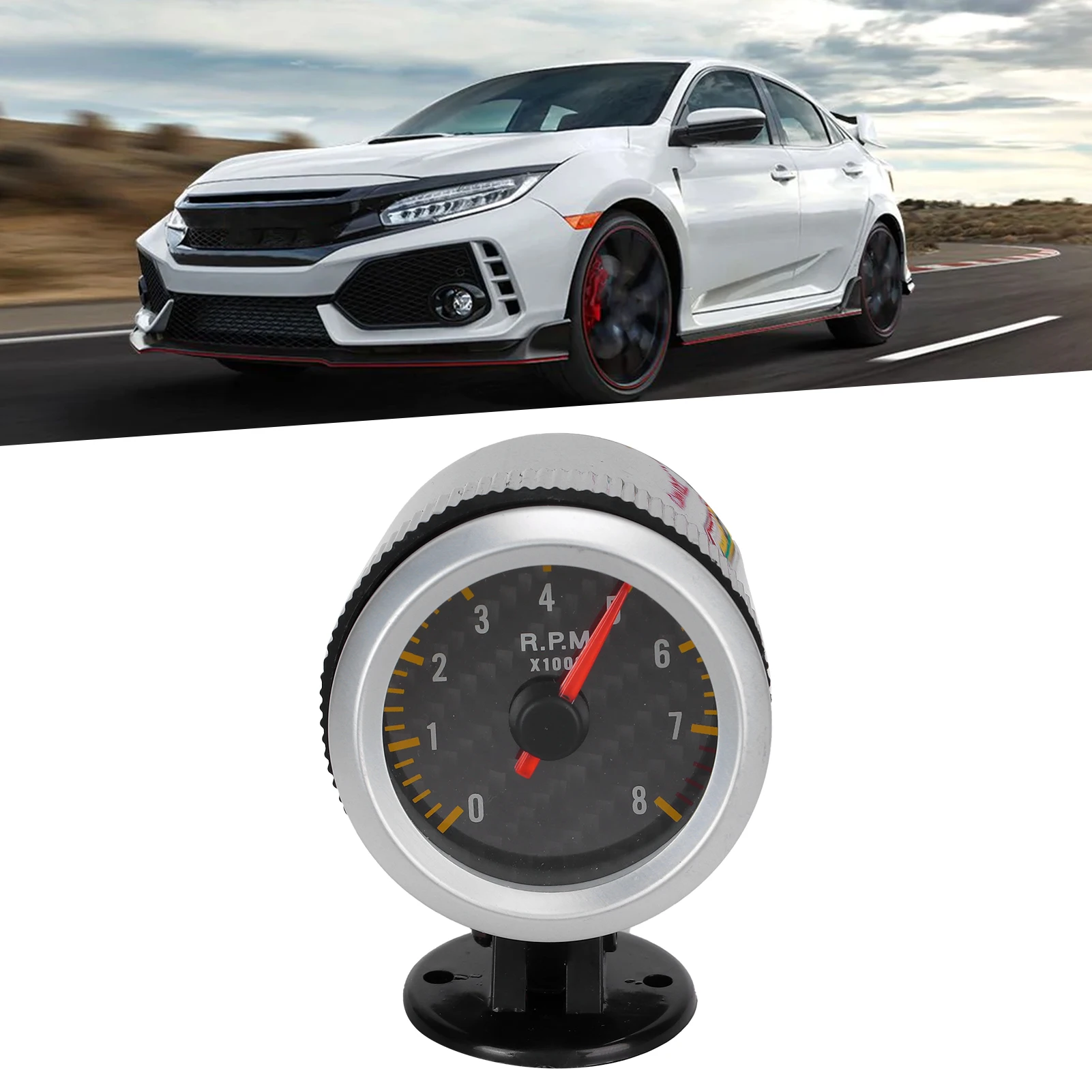 

Tachometer 52mm/2.05in 0-8000 RPM Carbon Fiber Panel Pointer 12V Universal for 4 6 8 Cylinder Engines SUV Cars Vehicles