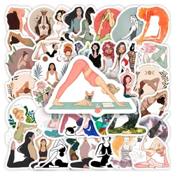 Yoga Pose Stickers Mountain Warrior Tree Pose Aesthetic Gift Toys Waterproof Decal Scrapbook Phone Decorative Bottles Decorative