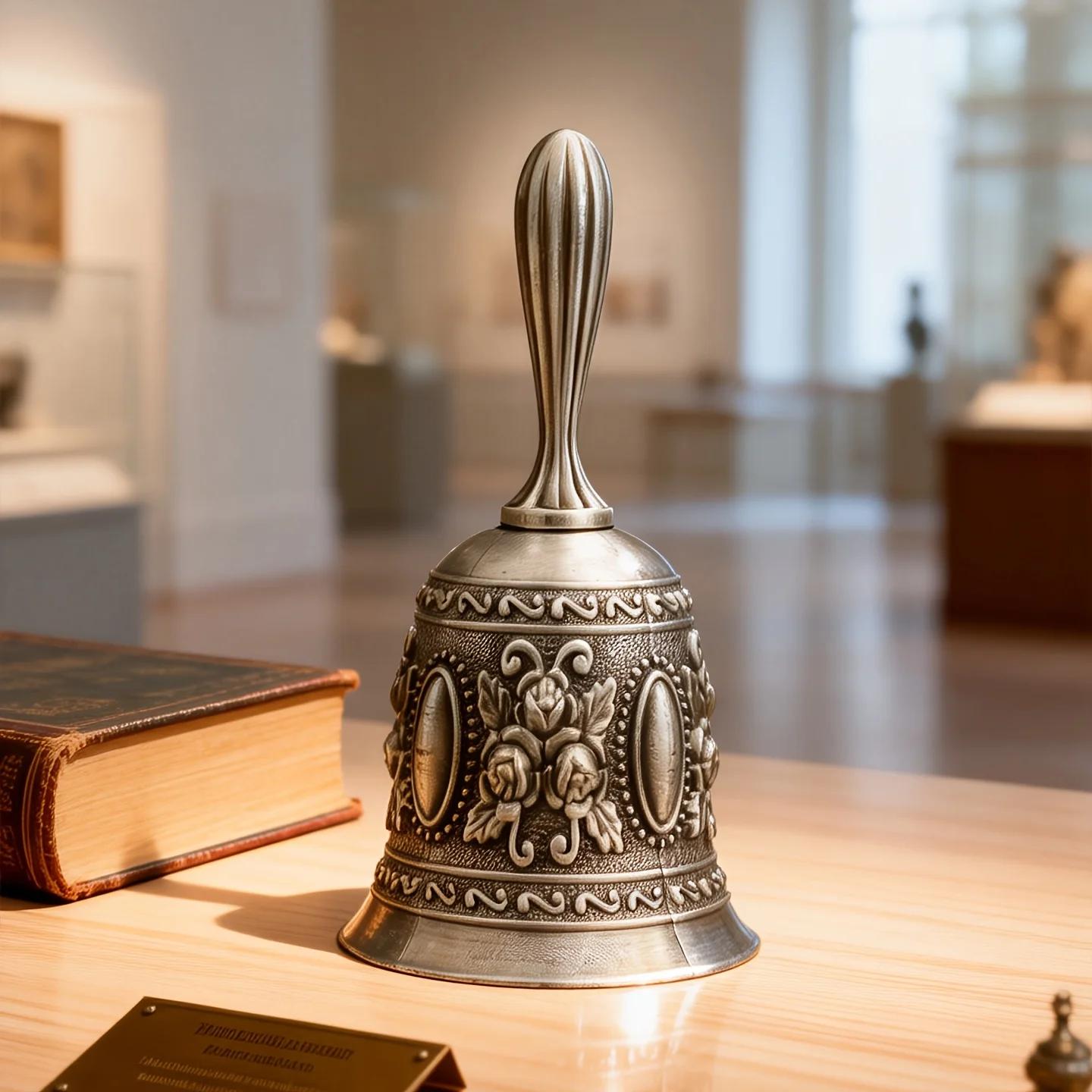 Antique brass hand-cranked ritual bell for Taoist & Buddhist altars. Soul-inducing prayers, desk ornament, craft gift.