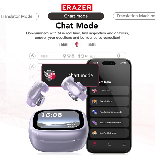 Imagen 2 del producto Traductor ERAZER XF28 Bluetooth V6.0 auriculares inalámbricos verdaderos auriculares de traducción viajes de oficina, aplicación de auriculares ASMR